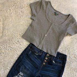 Gray crop top